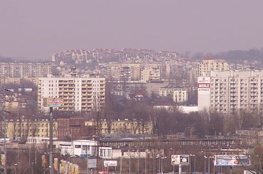 Widok z bloku na ulicy Lasówka Kraków marzec 2007 #kraków #miasto #wieżowiec #lasówka #koszykarska #widok #bloki #osiedle