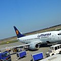 Boeing 737-500 (Lufthansa) #Samolot #pyrzowice #płyta #postojowa #lufthansa