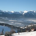 Widok na Tatry i Zakopane z Gliczarowa Górnego.