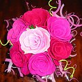 bukiet urodzinowy z 7 róż, 3 odcienie różu #bukiet #KwiatyZBibuły #handmade