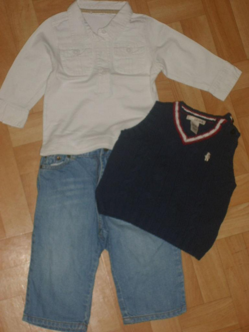Spodnie Jeansowe + Biała Bawełniana Koszulka Sportowa
*L.O.G.G.*roz.80