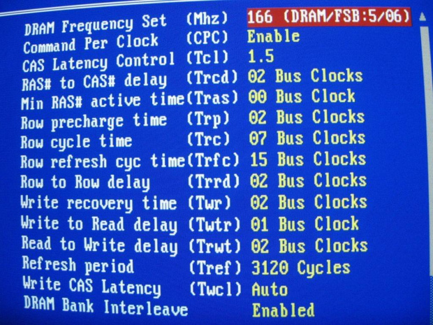 Bios DFI LP UT nf4 Ultra-D / Zakładka Dram Config part 1