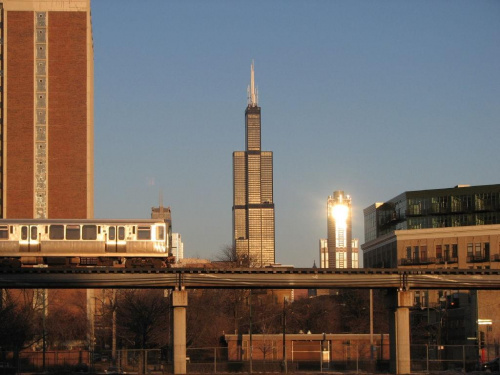 Sears Tower and The L from United Center