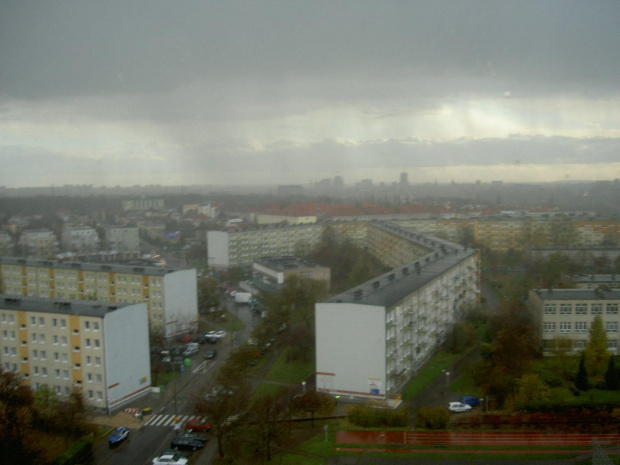 Poznań. Widok z mojego okna- ulewa nad miastem